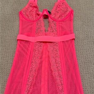 Victoria's Secret Neon Pink Lace Bra with Adjustable Straps